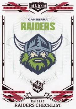 2023 NRL Traders Elite - Mojo Ruby #MR010 Canberra Raiders Checklist Front